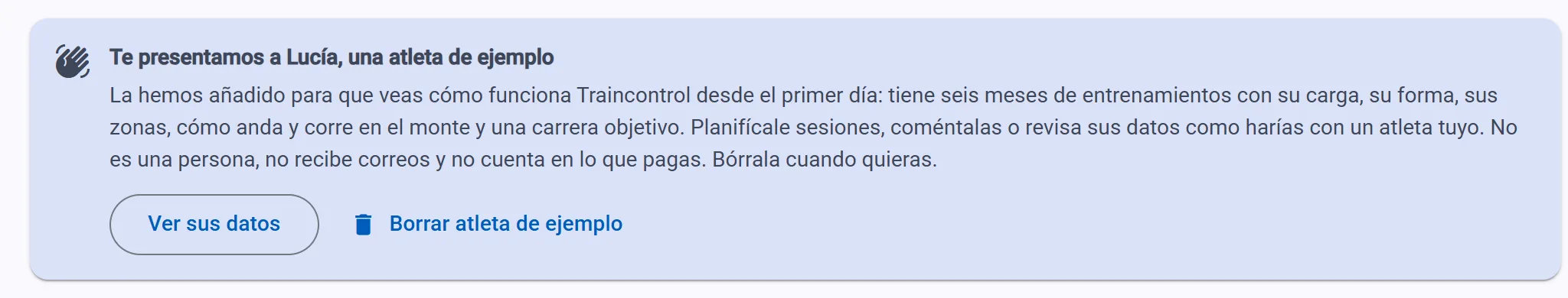 Empieza con una atleta de ejemplo