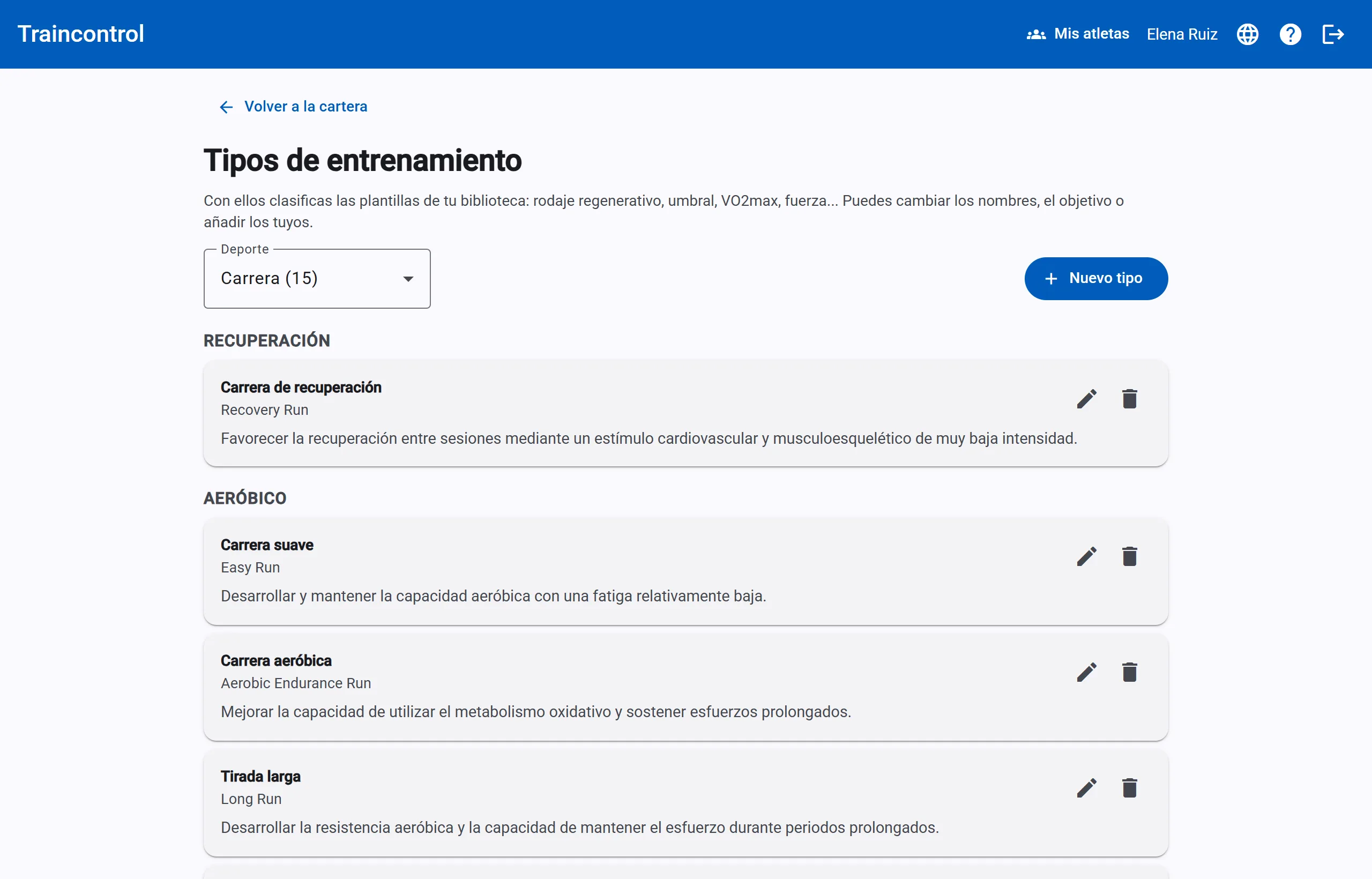 Revisa tus tipos de entrenamiento y tu biblioteca