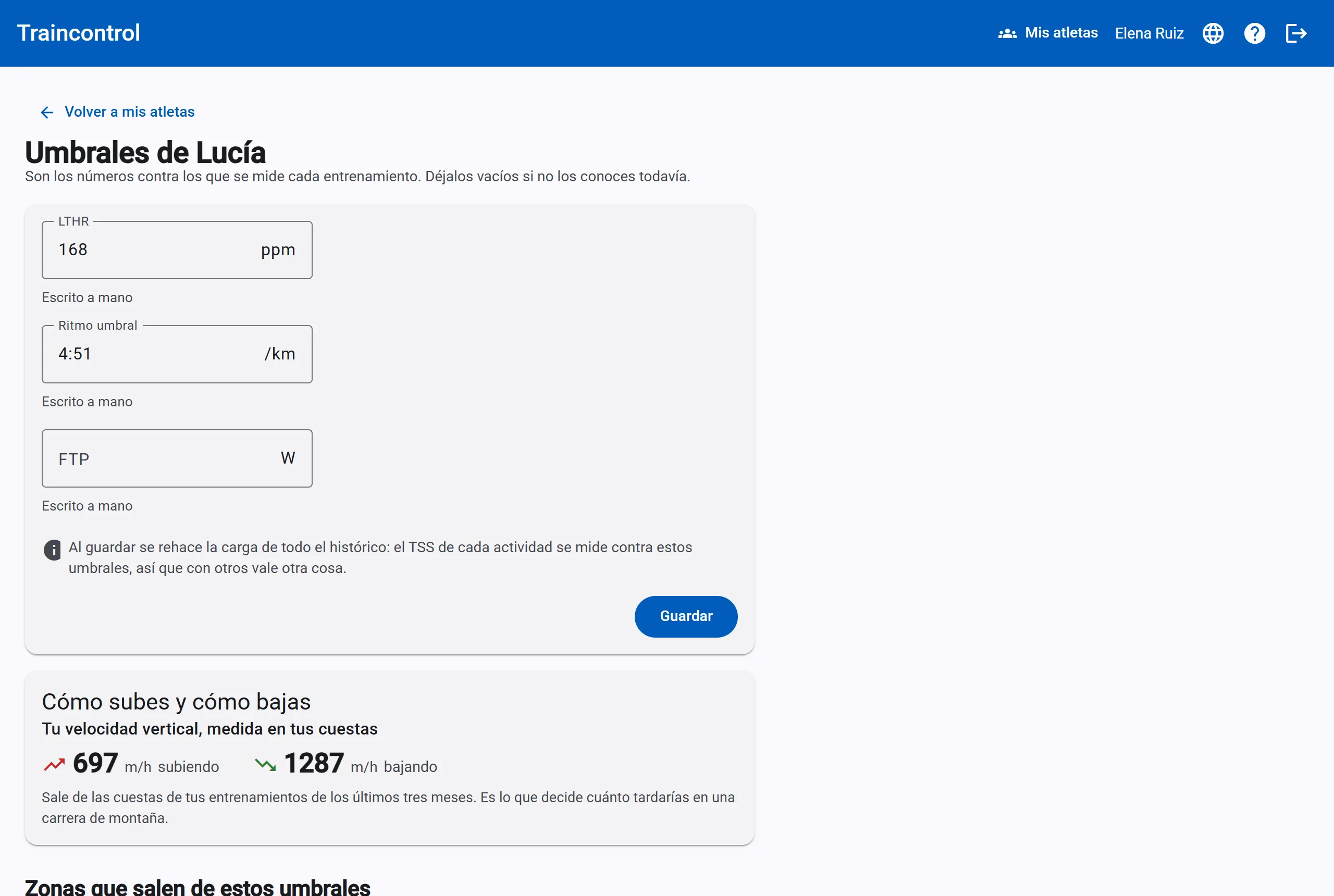 A cuánto subes y a cuánto bajas